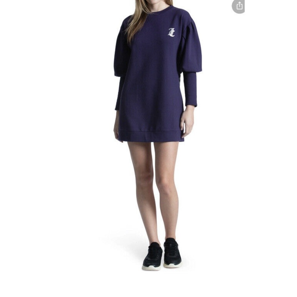 Juicy  Couture Dress Women Medium  Long Puff Sleeve Tunic Sweatshirt  Purple New